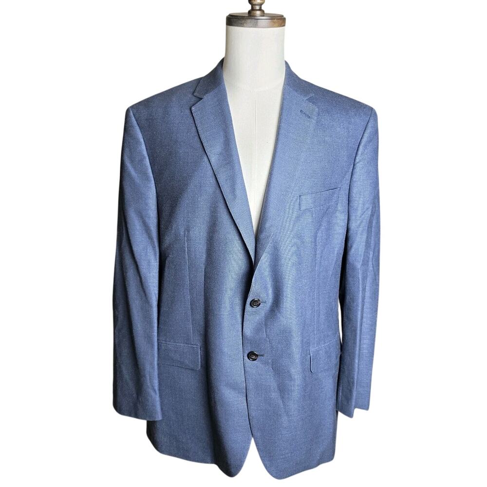Lauren Ralph Lauren Mens Sport Coat Blazer Silk Wool Blend Navy Size 46R